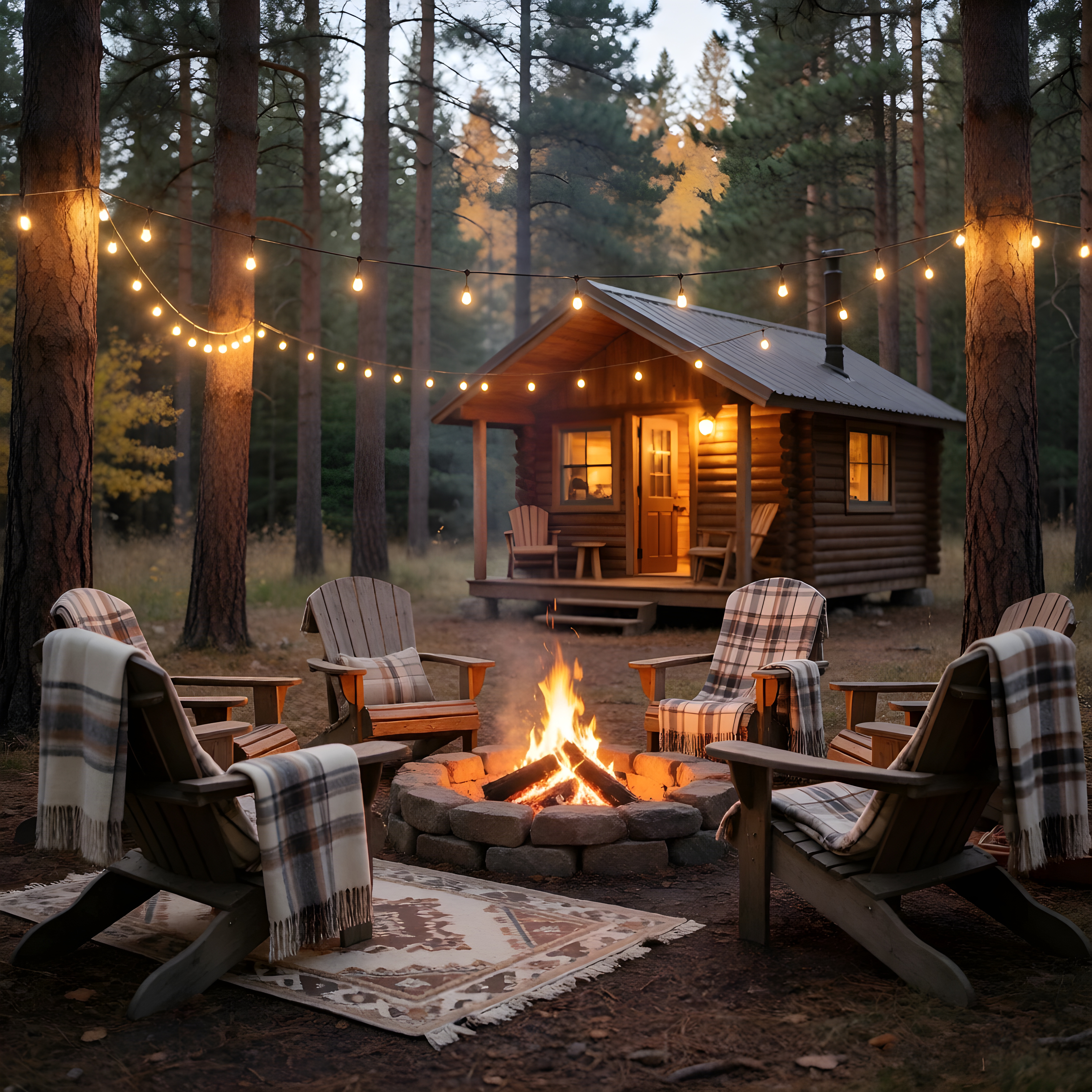Campfire at Aurora Cabins