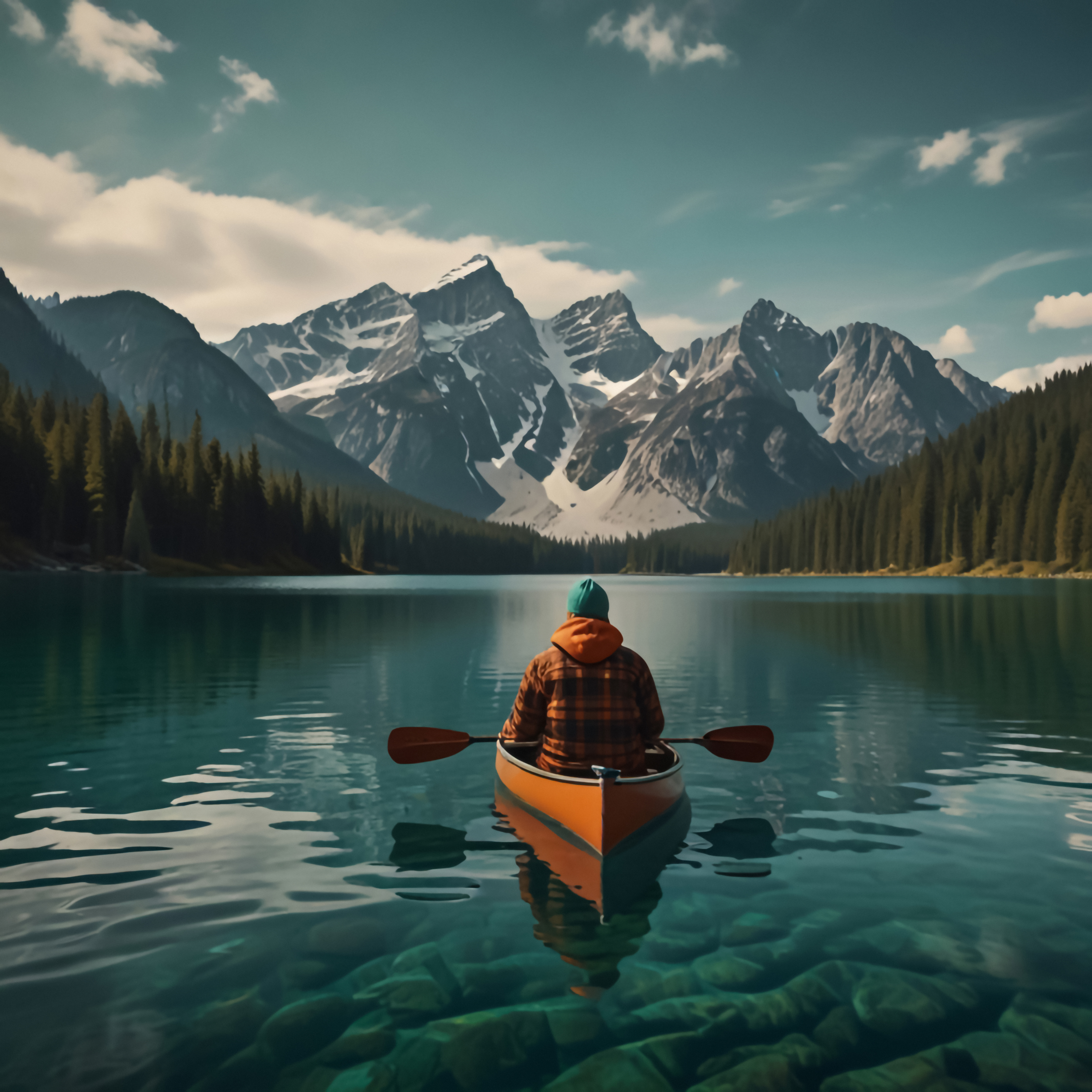 Person kayaking on a lake